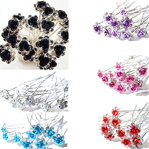 Set 5 trâm cài tóc hình hoa hồng đính đá xinh xắn thời trang cho nữ