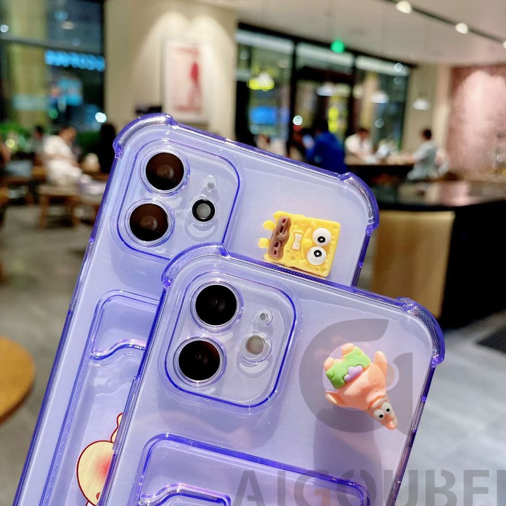 2021 SpongeBob SquarePants Big Star Cute Cartoon Cute Silicone Phone Case Location Card 12 12Pro 12ProMax 11Pro 11ProMax 7 8 7Plus 8Plus X XS XR XSmax