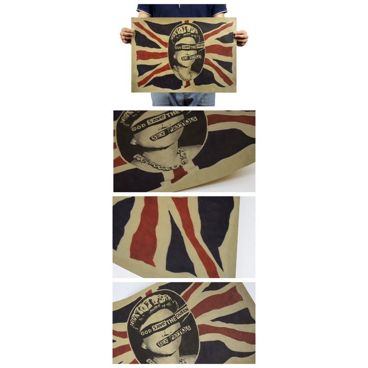 Tấm áp phích 51x36cm in hình ban nhạc Rock Save The Queen