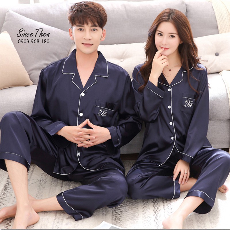 Đồ ngủ đôi nam nữ mặc nhà, Pyjama đôi dài tay lụa cao cấp - Since Then