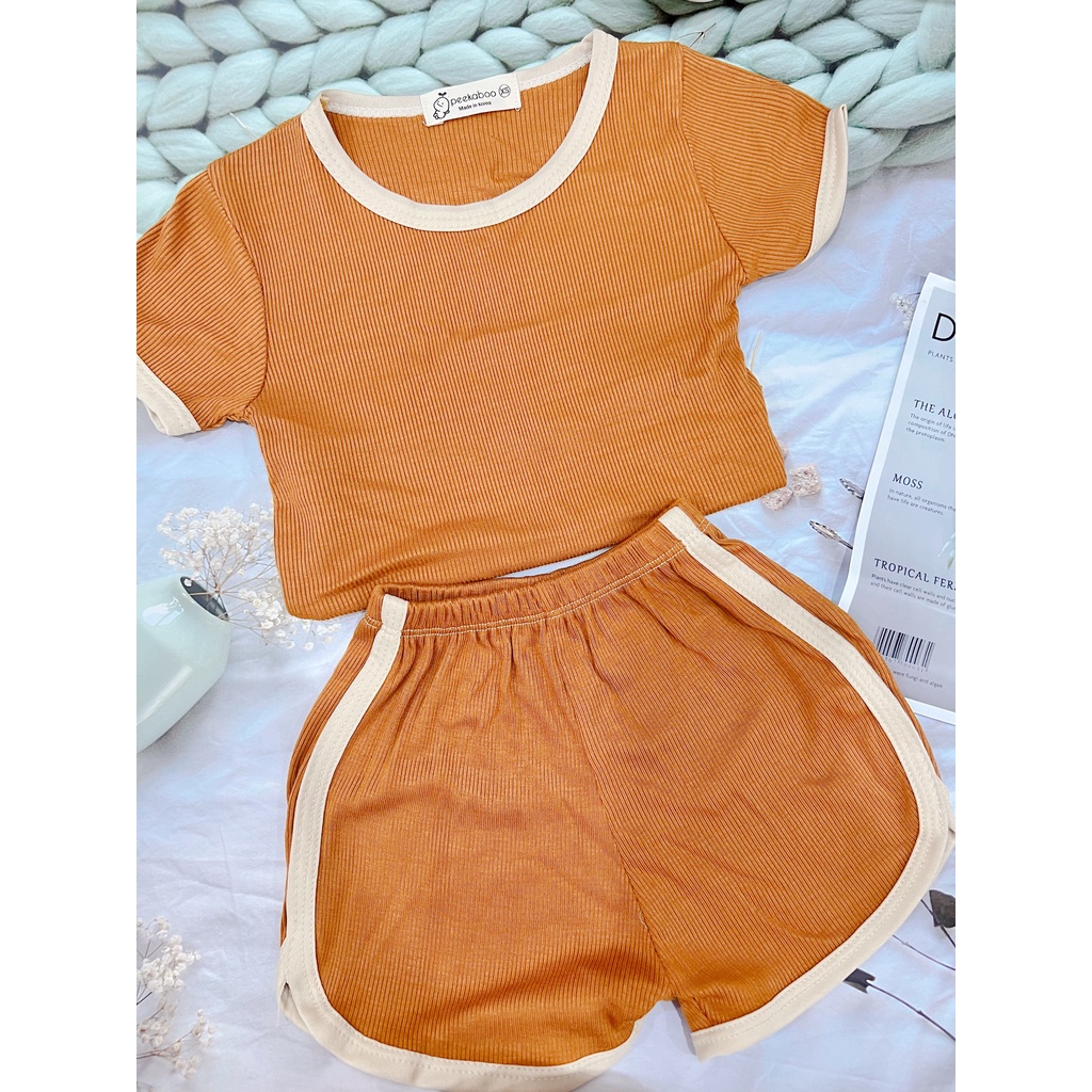 Bộ Cộc Tay Thun Tăm Hàn Quốc Cao Cấp Cho Bé Trai Bé Gái(7-17kg) - Bộ Quần Áo Trẻ Em Dễ Thương Mùa Hè , Đồ Bộ Bé