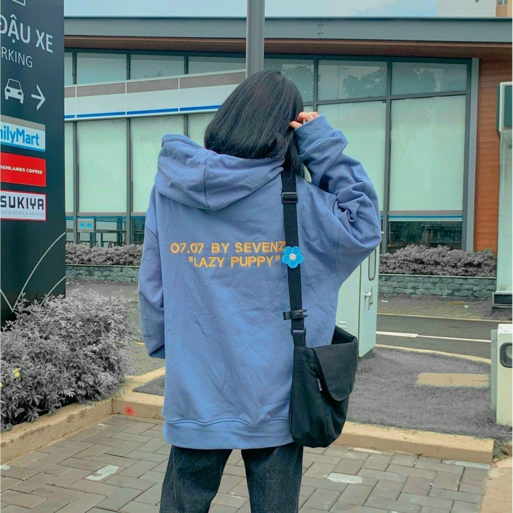 Áo khoác nỉ PUPY LAZY dây kéo chống nắng  dành cho nam nữ có mũ form rộng nỉ ngoại Unisex Ulzzang-Life Unisex-GAKN72