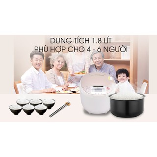 Nồi cơm điện tử Midea MB-FS5018 1.8 lít có xửng hấp, giữ ấm lâu (Hàng trưng bày - Bảo hành 12 tháng)