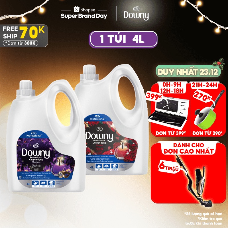 [Mã FMCGWIN2 giảm 10% tối đa 80K đơn 399K] Nước xả vải Downy Chuyên Dụng Chai Lớn 4L