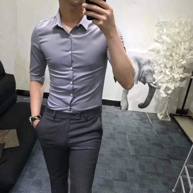 Free ship từ 50K _Áo sơ mi nam lụa trơn nhiều màu | BigBuy360 - bigbuy360.vn