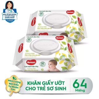 Khăn giấy ướt huggies 64 tờ không mùi