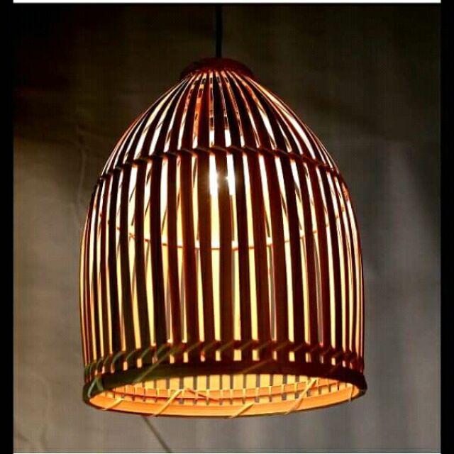 Chao đèn mây tre hình khum thưa