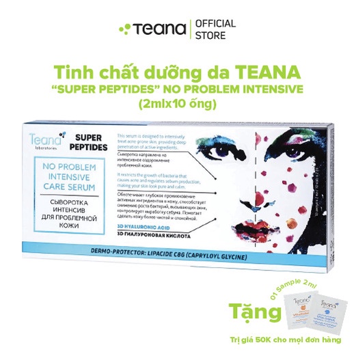 Serum Teana Super Peptides No Problem Intensive Care giảm sưng, đẩy &amp; gom cồi mụn, giảm tiết dầu
