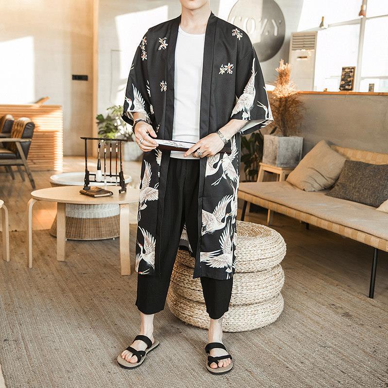 Áo Choàng Kimono Cách Tân Dáng Dài Phong Cách Trung Hoa Cổ Điển Thời Trang Mùa Hè Cho Nam