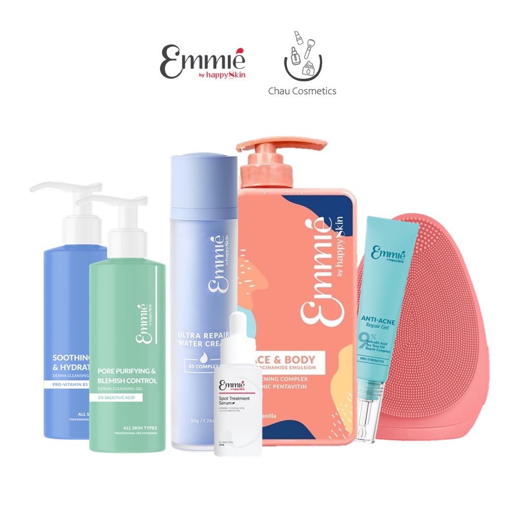 Các sản phẩm Emmié: Kem dưỡng b5, máy rửa mặt, kem dưỡng trắng Emmie by Happy Skin