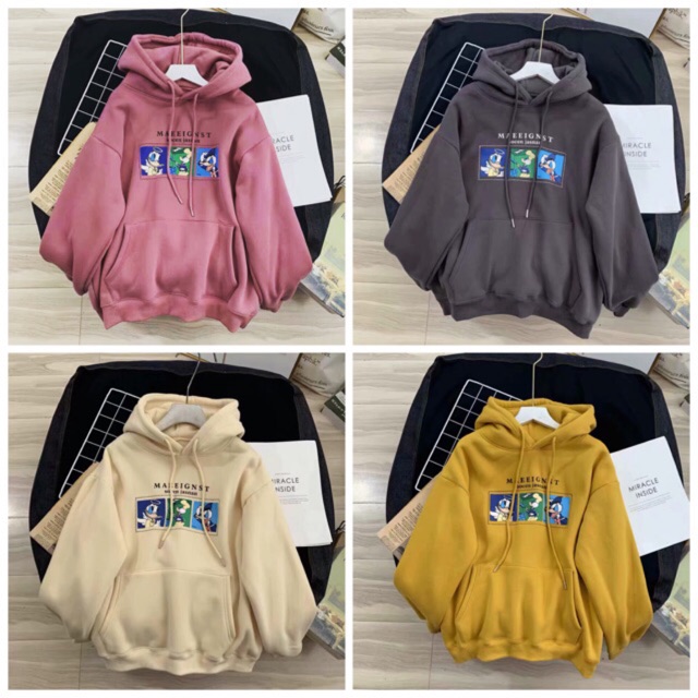 Áo hoodie vải nỉ lót bông dày dặn in Socen