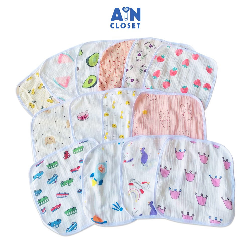 Set 10 khăn tay cho bé xô muslin 25x25 cm aicdbt2x24ao ain closet - ảnh sản phẩm 1