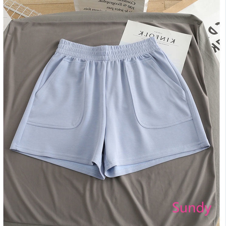 Plus Quần Short Thể Thao Màu Trơn Dáng Rộng Cỡ Lớn Kiểu Hàn Quốc Thời Trang Mùa Hè Cho Nữ