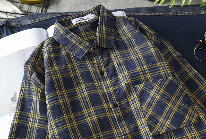 Áo sơ mi dài tay họa tiết caro phong cách Hàn Quốc trẻ trung thanh lịch với 3 màu tùy chọn