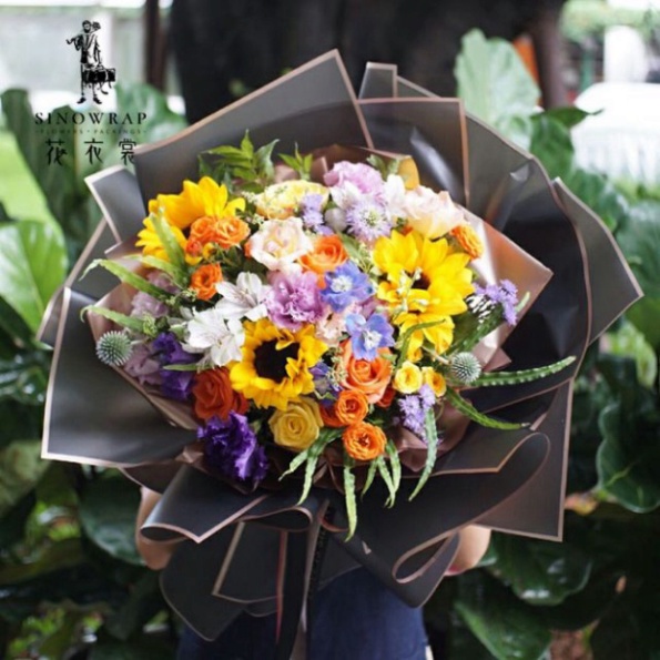 Giấy gói hoa viền vàng đồng nhũ -hoa giả,phụ kiện làm hoa, handmade, hangthuan87