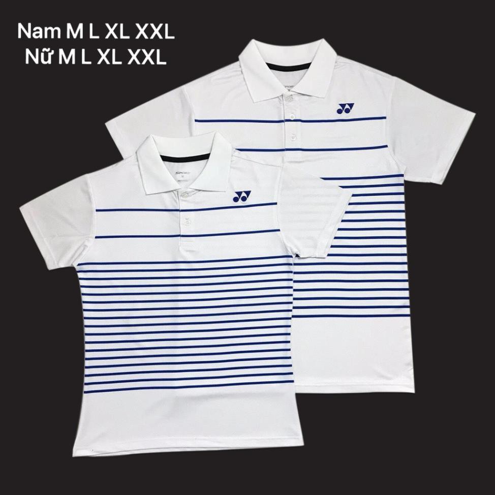 Áo cầu lông yonex cổ bẻ 2019 Nam nữ Trắng ་