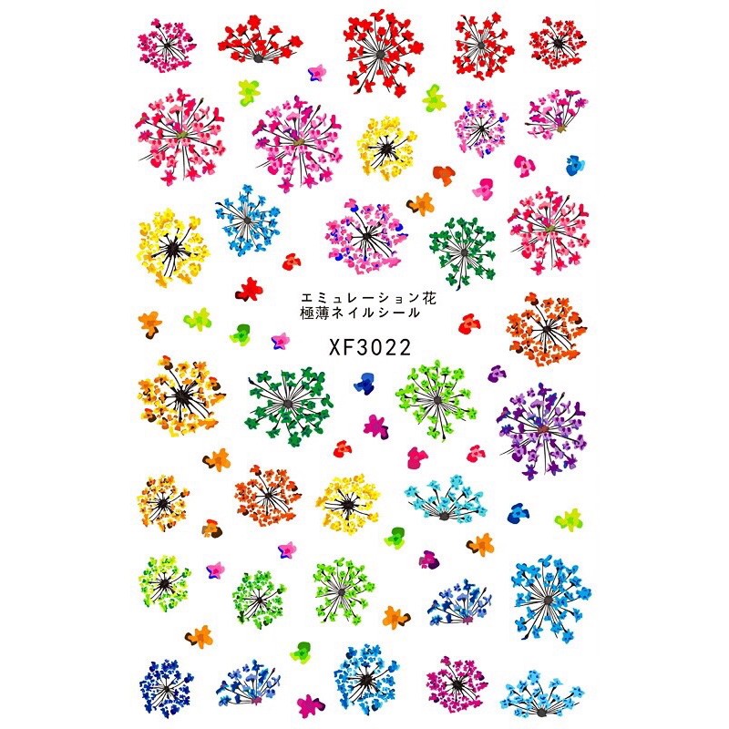 sticker hình hoa khô dán móng tay nail XF3022
