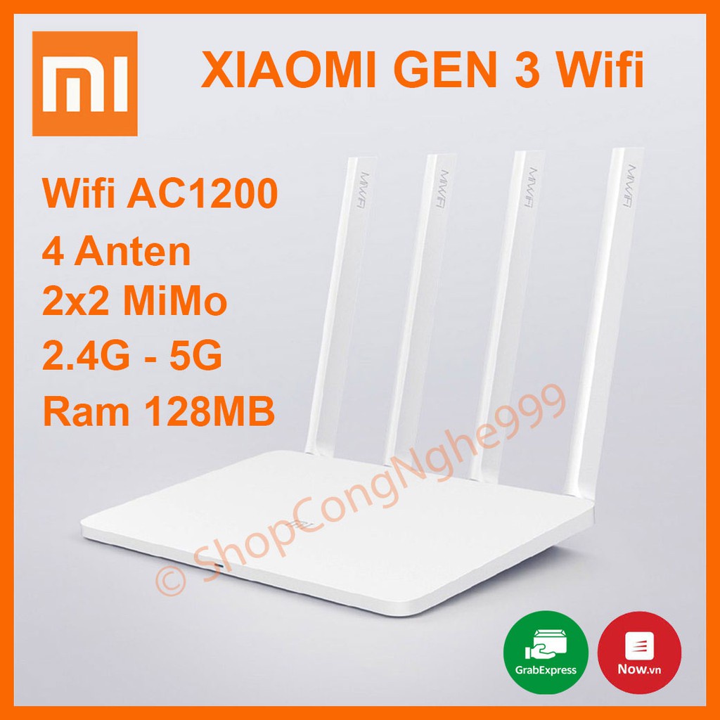 ┅ﺴBộ phát wifi router Xiaomi Gen 3 Tiếng Việt chuẩn AC1200 gigabit 4 anten