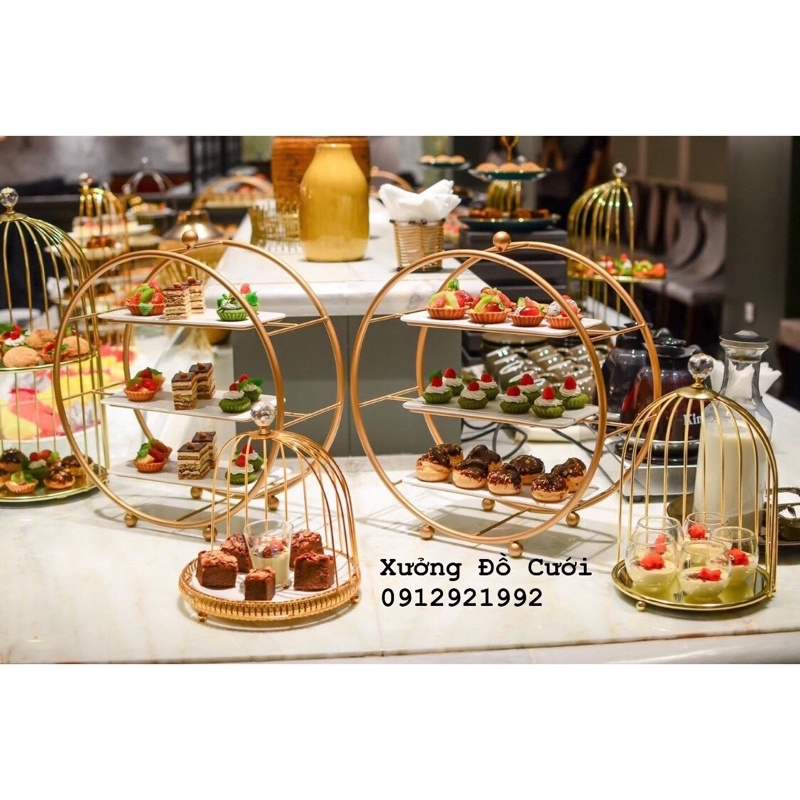 🍰 Khay Kệ Lồng Chim Đựng Bánh Kẹo, Hoa Quả Trang Trí Tiệc Sinh Nhật, Teabreak, Buffet, Gia Tiên  🍰