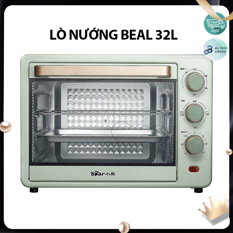 Lò Nướng Bear Dung Tích 32L DKX-C32A1 Nướng thịt, làm bánh chuyên nghiệp, 2 thanh nhiệt trên dưới