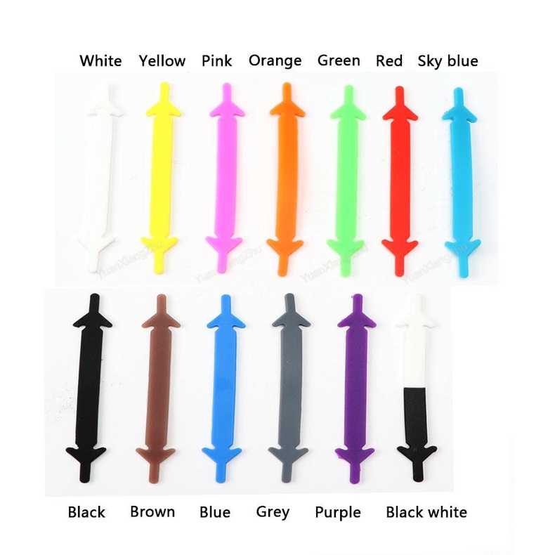 Set 12 Dây Giày Co Giãn Bằng Silicone Nhiều Màu Sắc