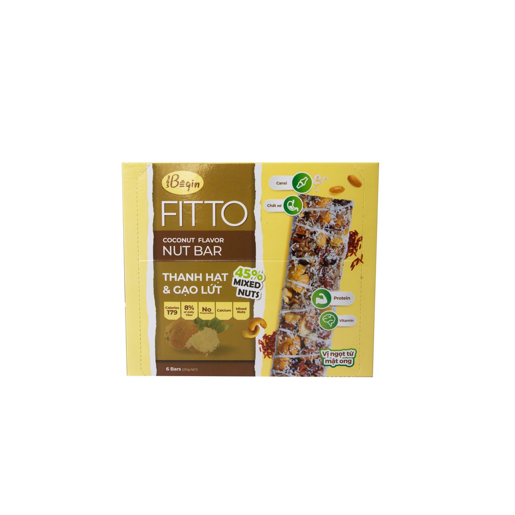 [BÁNH ĂN KIÊNG GIẢM CÂN] Hộp 6 Thanh FITTO Coconut Bar 210g Ngũ Cốc Dinh Dưỡng Gạo Lứt  Và Các Loại Hạt Điều Đậu PhộngMè | BigBuy360 - bigbuy360.vn