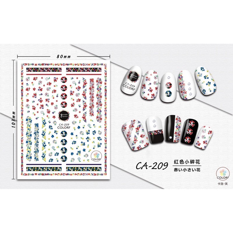 Sticker hoạ tiết bông hoa,hình dán móng hoạ tiết bông hoa trang trí móng nail