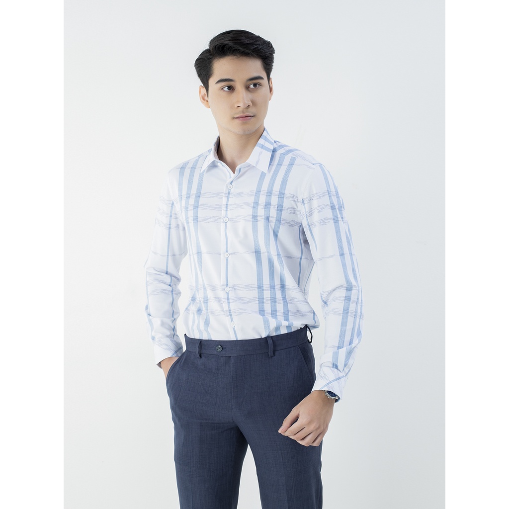 Áo Sơ Mi Nam Dài Tay ARISTINO ALS21501 Somi Công Sở Cao Cấp Màu Trắng Kẻ Xanh Dệt Jacquard Vải Sợi Sồi Dáng Ôm Không Túi | BigBuy360 - bigbuy360.vn