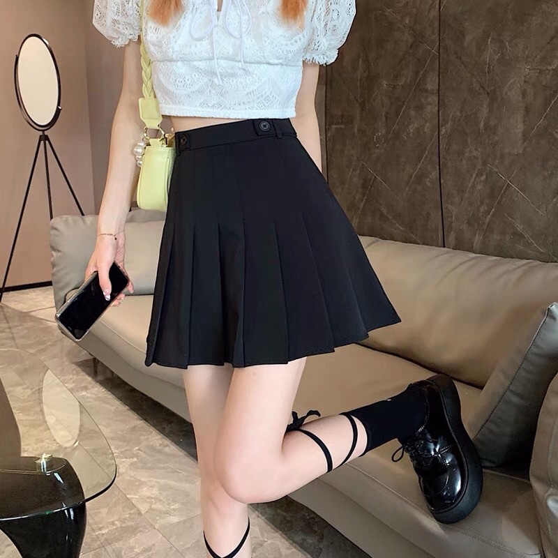 Chân váy nữ chữ a xếp li lưng cao đính cúc kiểu tennis mới gomtrend M280 | BigBuy360 - bigbuy360.vn