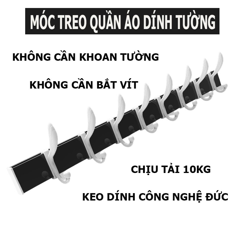 Thanh Móc Treo Quần Áo Dính Tường, Sử Dụng Keo Siêu Dính ( Không Cần Khoan Tường Hoặc Đóng Đinh)