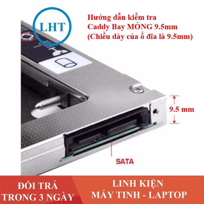 Caddy bay mỏng 9.5mm chuẩn SATA dùng để lắp thêm 1 ổ cứng / SSD thay vào vị trí của ổ DVD NEW 100%