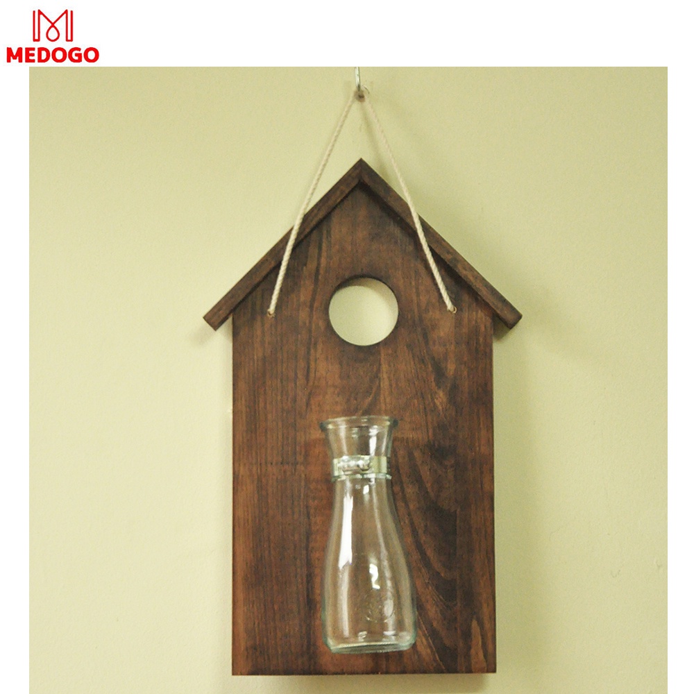KHUNG GỖ TREO TƯỜNG HÌNH NGÔI NHÀ TRỒNG CÂY THỦY SINH LỌ HOA THỦY TINH, BẢNG GỖ TREO TƯỜNG DECOR TRANG TRÍ NHÀ CỬA