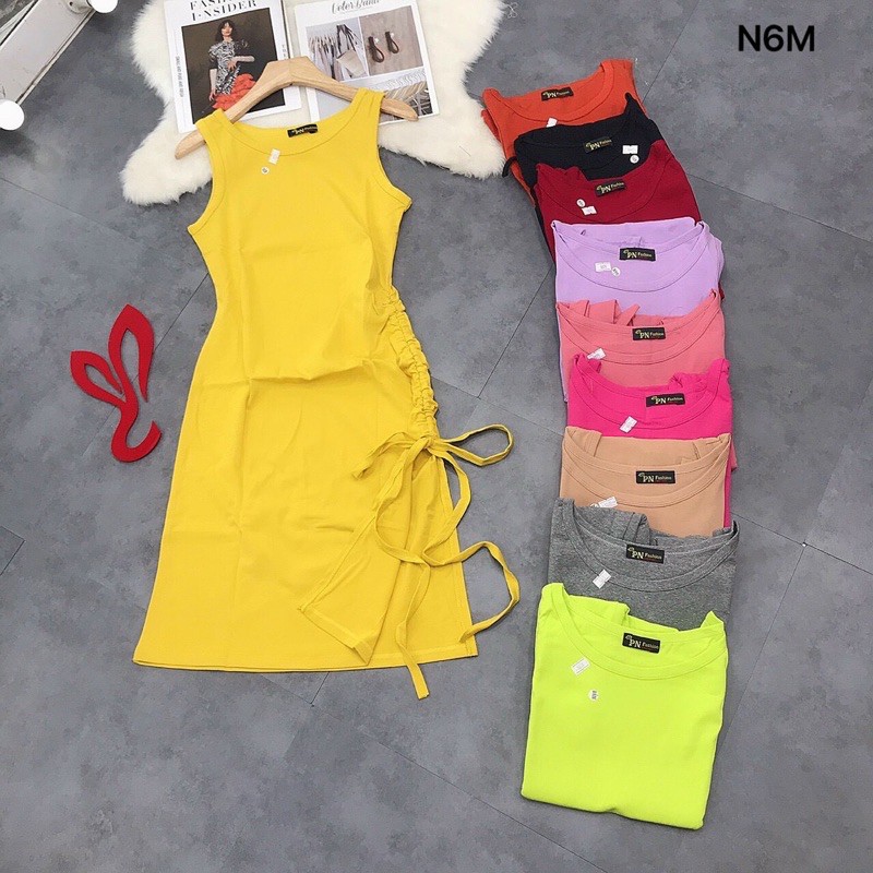 Đầm thun sát nách rút dây