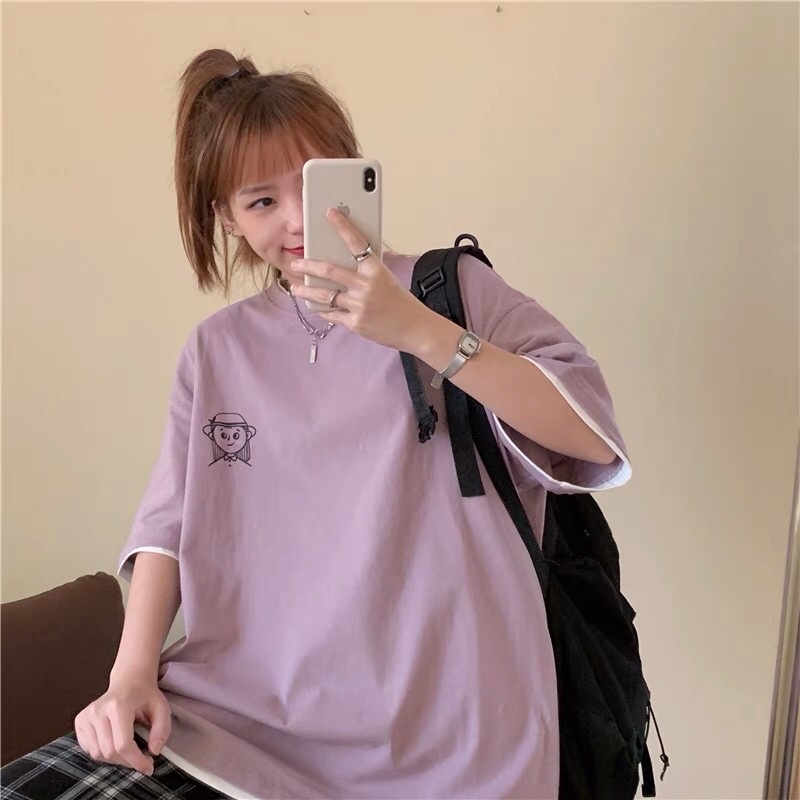 (XẢ KHO) Áo thun unisex phong cách Ulzzang kiểu dáng layer form rộng tay lỡ dành cho nam nữ chất liệu cotton, áo in hình