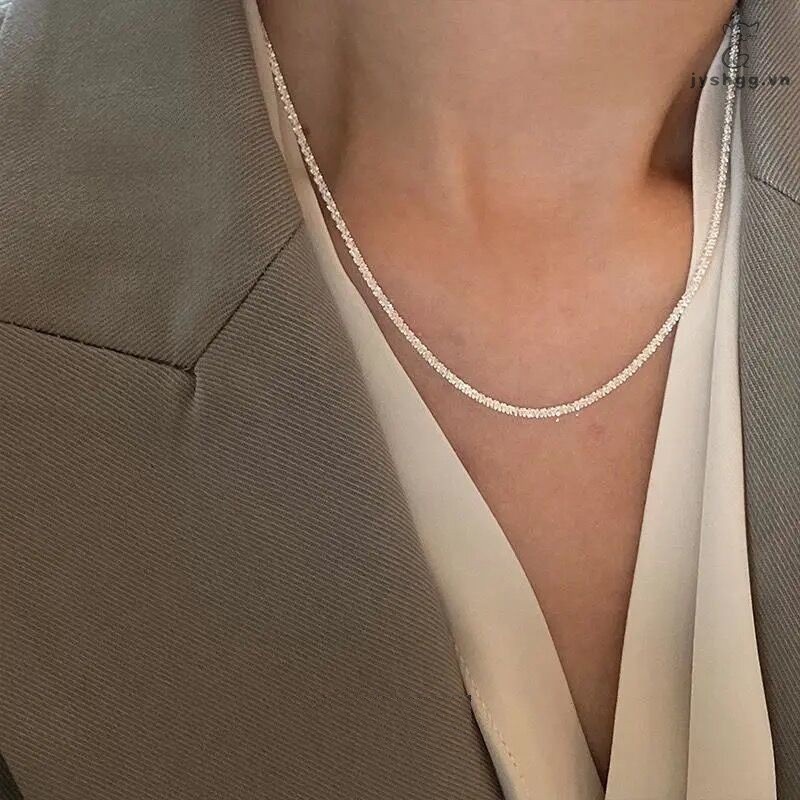 Dây chuyền choker hợp kim sáng bóng cổ điển đơn giản thời trang dành cho nam và nữ