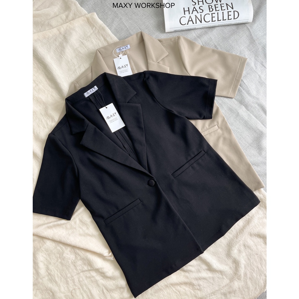 Áo blazer nữ ngắn tay có túi Trendy short blazer Maxy Workshop