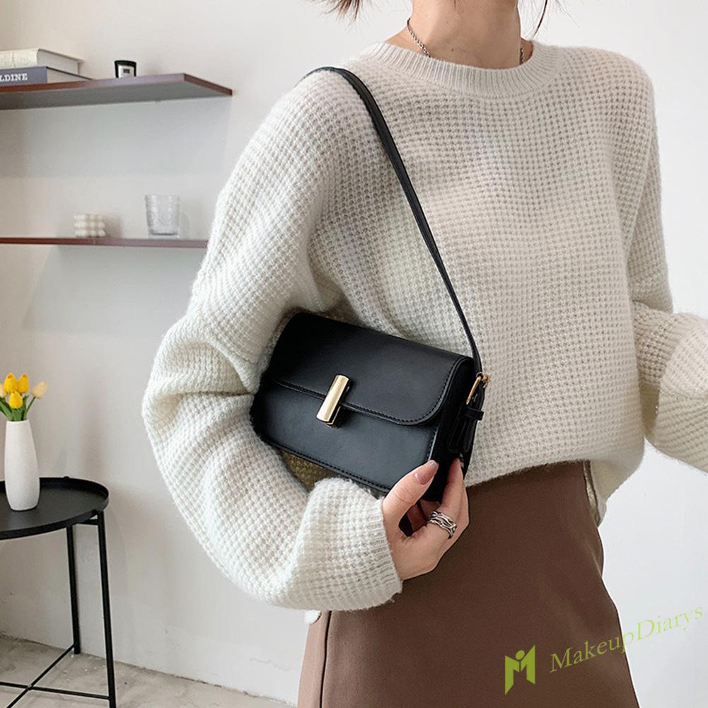 Túi đeo vai mini da PU màu trơn cổ điển cho nữ