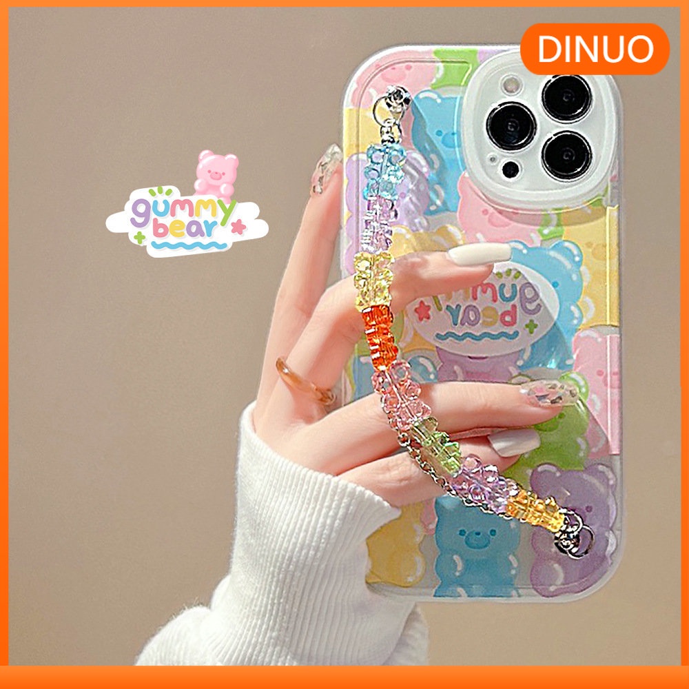 Gummy Ốp Điện Thoại Mềm Hình Gấu Có Dây Đeo Cho iphone15 / 14 13pro max 11 8p x 12