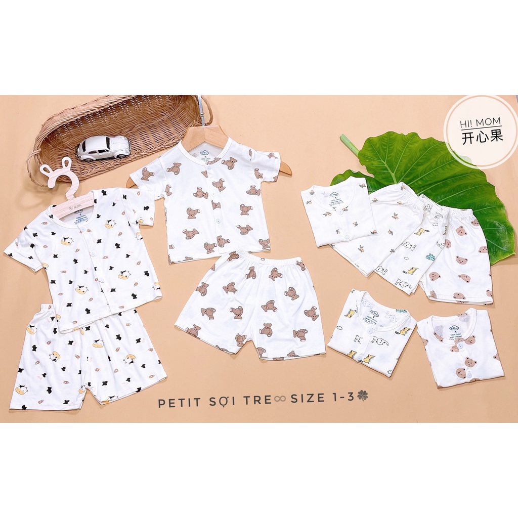 Hi.Mom. Bộ cộc tay petit cài thẳng mát lạnh cho bé sơ sinh