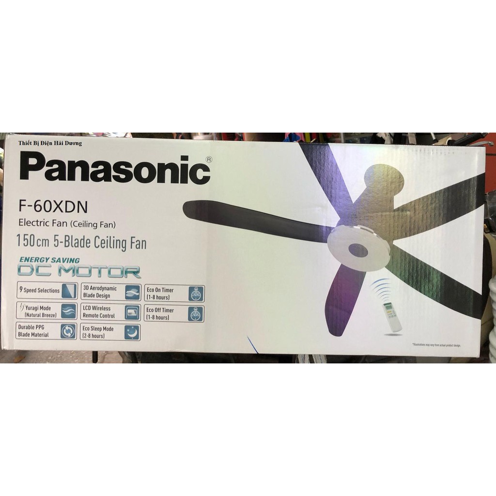 Quạt trần cao cấp 5 cánh Panasonic F-60XDN (Đen) 9 tốc độ - Ti 30cm - Công suất 37w - Bảo hành 12 tháng