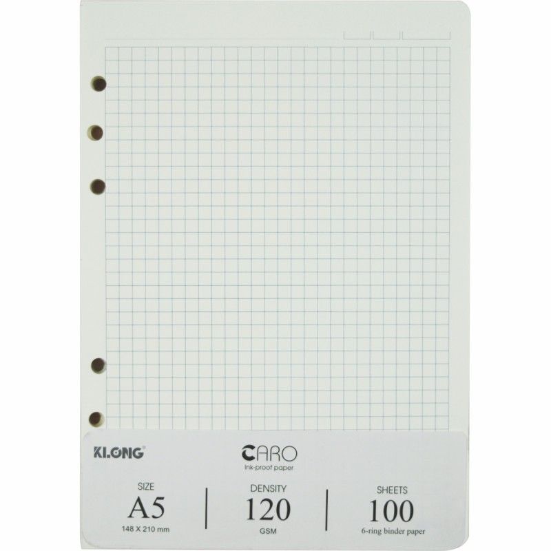 Sổ còng Klong A5 200 trang kẻ caro/dot grid bìa nhựa 6 còng giấy cực dày, take note, bullet journal (100 tờ)