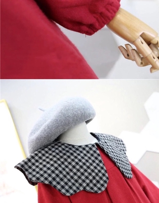 Váy đỏ cổ sen lót nhung
