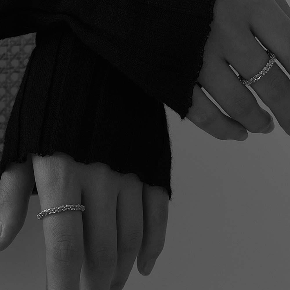 FORBETTER Nhẫn Dây Xích Bằng Đồng Lấp Lánh Thời Trang Cho Nữ