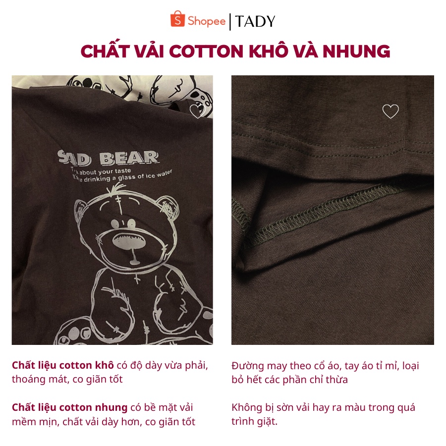 Áo Phông 3158 Unisex Form Rộng Chất Cotton Khô - Áo Thun 3158 Sad Bear Free Size