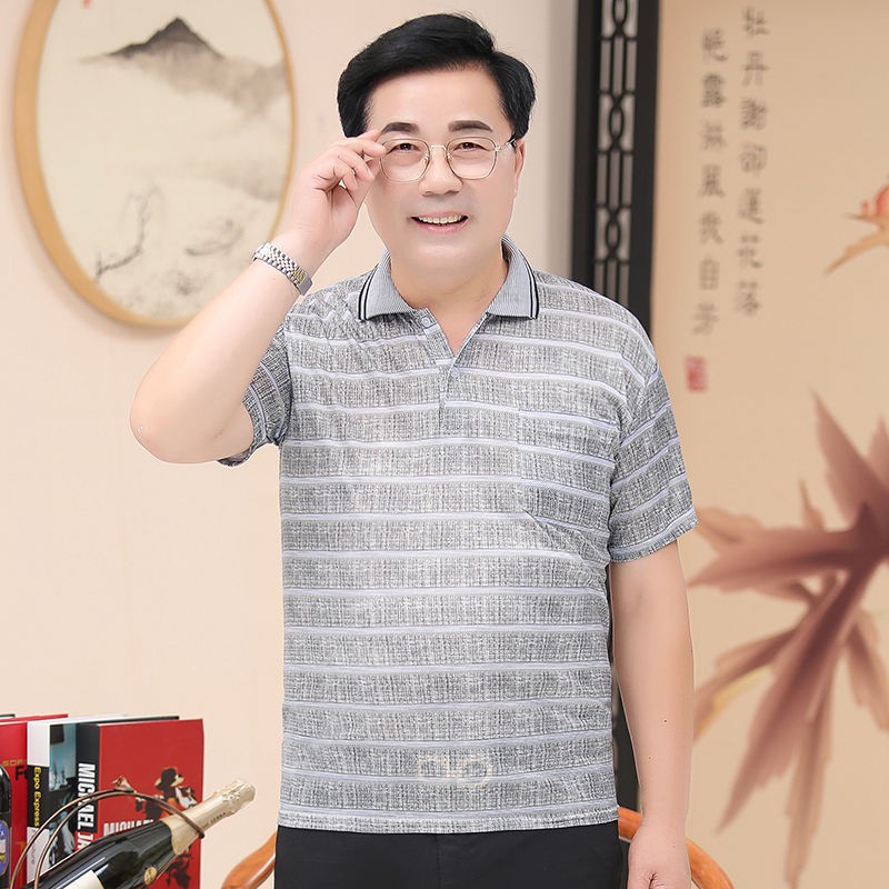 Áo Thun Lụa Băng Dành Cho Đàn Ông Trung Niên 40-50 Tuổi