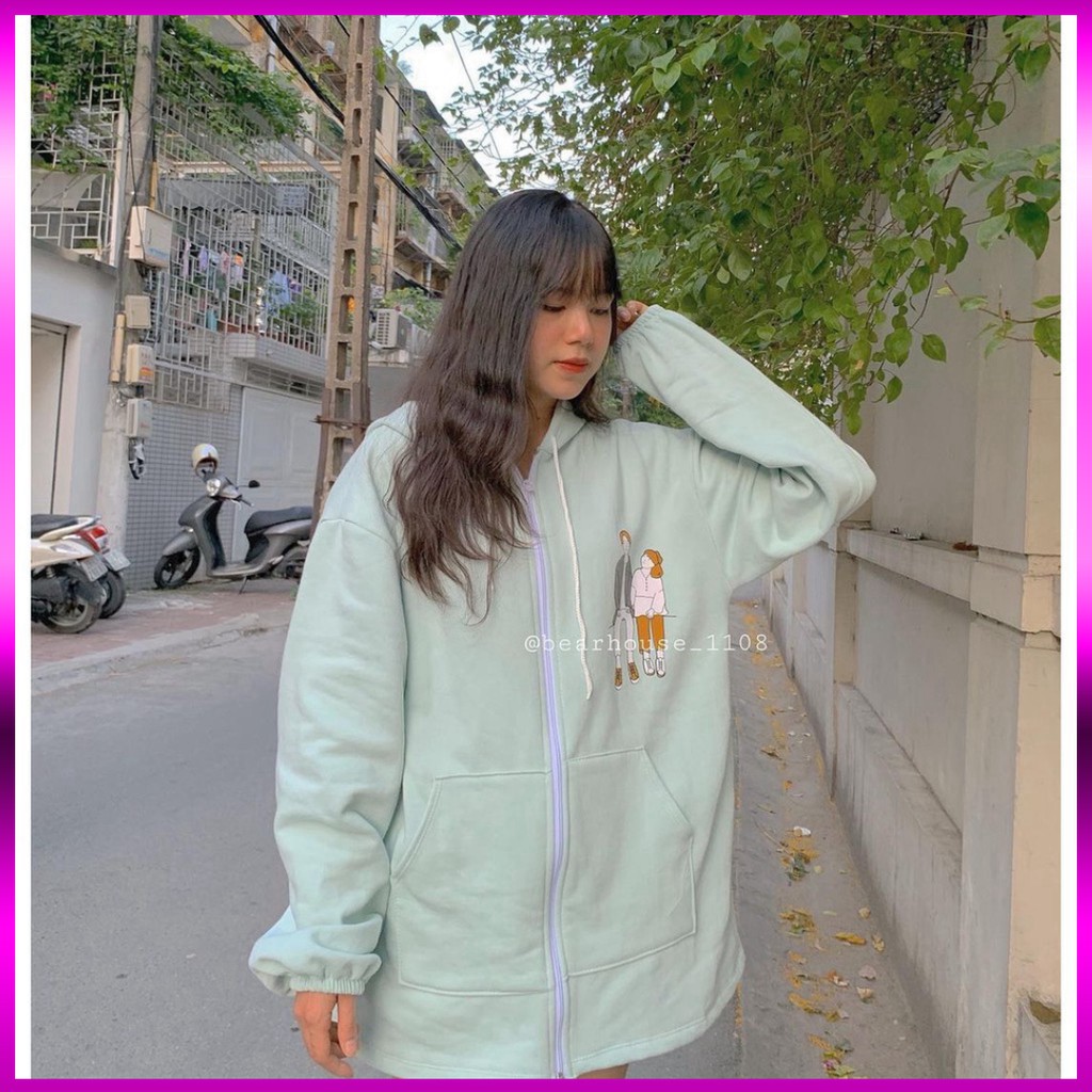 💝👗 ÁO KHOÁC COUPLE Xanh Bơ - Áo Khoác Hoodie Zip Love Nam Nữ Unisex 3 Màu 👑