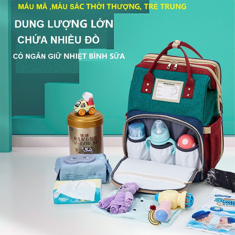 Balo Bỉm Sữa Cho Bé Kiêm Nôi Di Động Cao Cấp Sunshine Có Ngăn Giữ Nhiệt,Nhiều Ngăn Đa Năng - Ba Lô Trẻ Em Giường Di Động