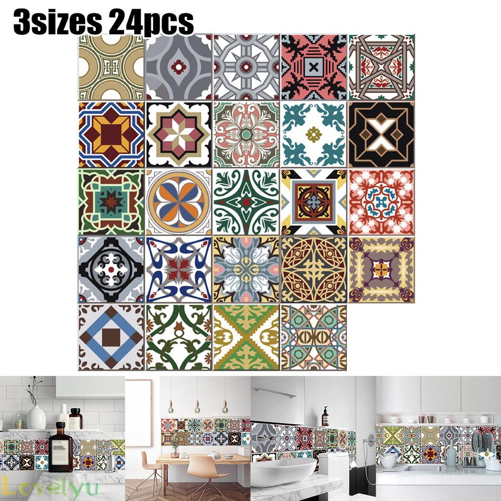 Bộ 24 Miếng Dán Tường Trang Trí Chống Thấm Nước