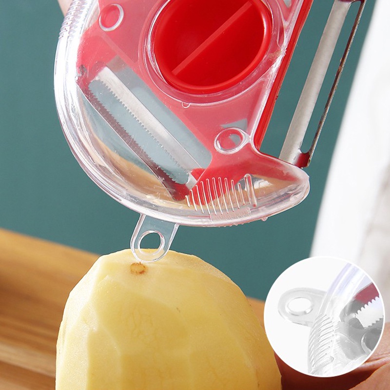 Dụng Cụ Gọt Vỏ Rau Củ Quả 3 Trong 1 Bằng Thép Không Gỉ