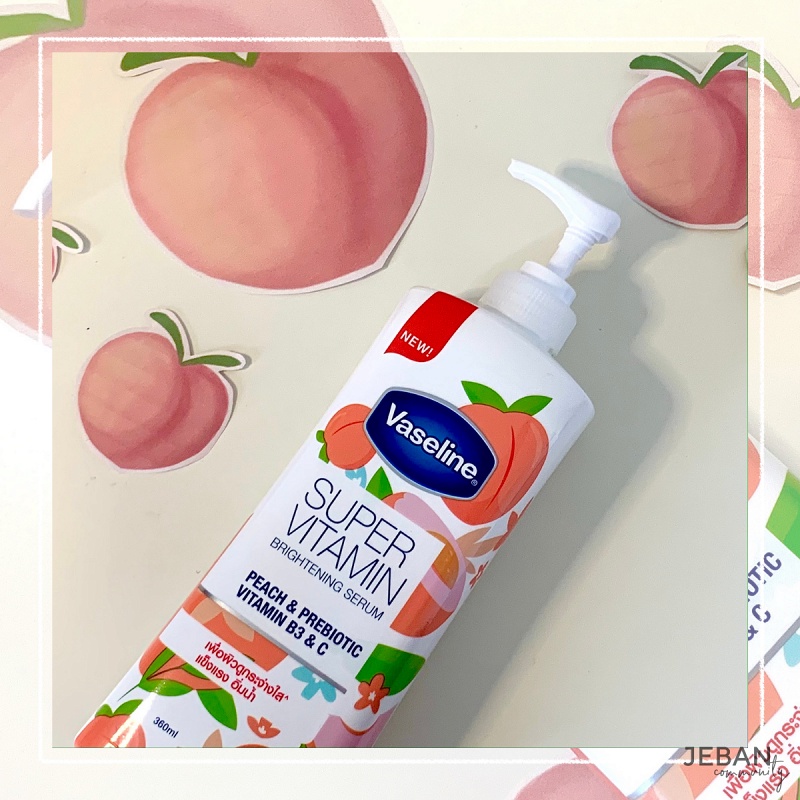 Sữa Dưỡng Thể Siêu Trắng Da Hương Đào Vaseline Super Vitamin Peach &amp; Probiotic Vitamin B3 &amp; C 360ml